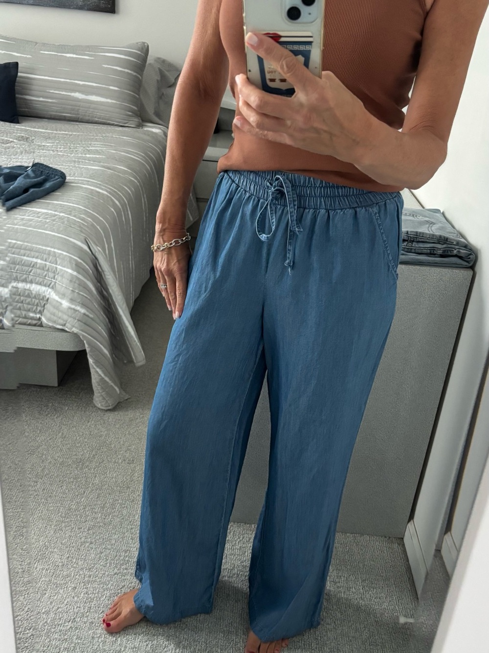 Macys Style & Co Blue Chambray Wide Leg Pants Small